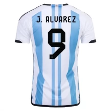 Argentina VM 2022 J.Alvarez 9 Hjemmebanetrøje Fodboldsæt