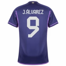 Argentina VM 2022 J.Alvarez 9 Udebanetrøje Fodboldsæt