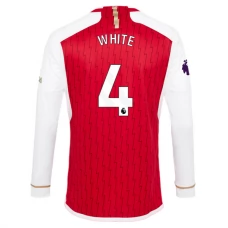Arsenal Trøje 2023-24 White 4 Langærmet Hjemmebanetrøje