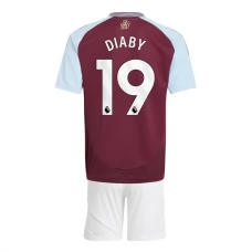 Aston Villa Børn Diaby 19 Hjemmebanetrøje 2024-25 Fodboldsæt