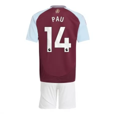 Aston Villa Børn Pau 14 Hjemmebanetrøje 2024-25 Fodboldsæt