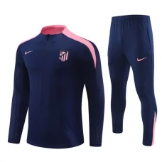 Atletico Madrid Børn Træningssæt 2024-25 - 1-4 Zip Flådeblå
