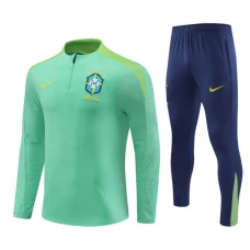 Brasilien Børn Træningssæt 2024-25 - 1-4 Zip Grøn