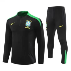 Brasilien Børn Træningssæt 2024-25 - 1-4 Zip Sort