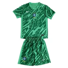 Brasilien Copa América 2024 Børn Målmand Hjemmebanetrøje Fodboldsæt