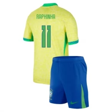 Brasilien Copa América 2024 Børn Raphinha 11 Hjemmebanetrøje Fodboldsæt