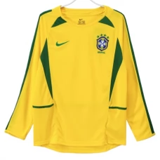 Brasilien Hjemmebanetrøje Retro 2002 Langærmet Fodboldsæt