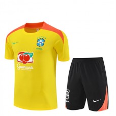 Brasilien Trænings T-shirt Sæt Børn 2025-26 - Shorts Gul