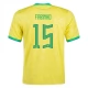 Brasilien VM Trøje 2022 Fabinho 15 Hjemmebanetrøje