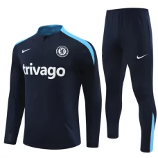 Chelsea Børn Træningssæt 2024-25 - 1-4 Zip Sort Blå