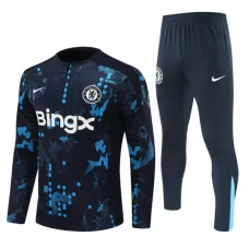 Chelsea Børn Træningssæt 2024-25 - 1-4 Zip Sort Blå