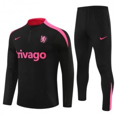 Chelsea Børn Træningssæt 2024-25 - 1-4 Zip Sort Pink