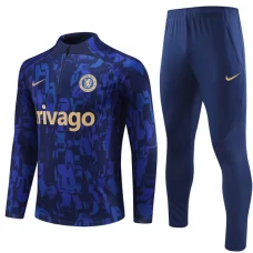 Chelsea Træningssæt Børn 2023-24 - 1-4 Zip Blå Camouflage