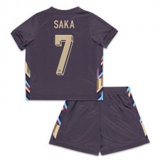 England EM 2024 Børn Saka 7 Udebanetrøje Fodboldsæt