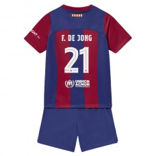 FC Barcelona Børn F.De Jong 21 Hjemmebanetrøje 2023-24 Fodboldsæt