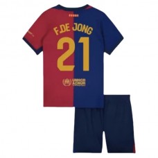 FC Barcelona Børn F.De Jong 21 Hjemmebanetrøje 2024-25 Fodboldsæt