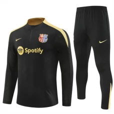 FC Barcelona Børn Træningssæt 2024-25 - 1-4 Zip Sort Gold