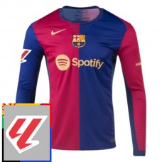 FC Barcelona Hjemmebanetrøje With La Liga Patch 2024-25 Langærmet Fodboldsæt