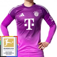 FC Bayern München Målmand Hjemmebanetrøje Purple Bundesliga Champions Patch 2025-26 Langærmet Fodboldsæt