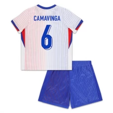 Frankrig EM 2024 Børn Camavinga 6 Udebanetrøje Fodboldsæt