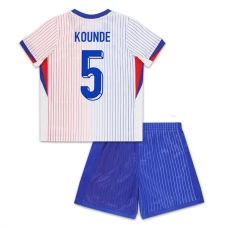 Frankrig EM 2024 Børn Kounde 5 Udebanetrøje Fodboldsæt