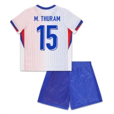 Frankrig EM 2024 Børn M.Thuram 15 Udebanetrøje Fodboldsæt