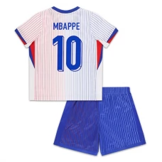 Frankrig EM 2024 Børn Mbappé 10 Udebanetrøje Fodboldsæt