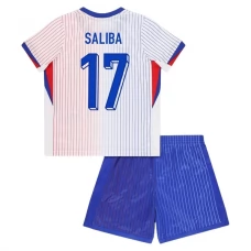 Frankrig EM 2024 Børn Saliba 17 Udebanetrøje Fodboldsæt