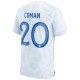 Frankrig VM 2022 Coman 20 Udebanetrøje Fodboldsæt