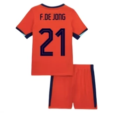Holland EM 2024 Børn F.De Jong 21 Hjemmebanetrøje Fodboldsæt