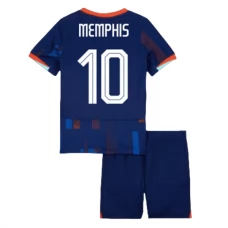 Holland EM 2024 Børn Memphis 10 Udebanetrøje Fodboldsæt