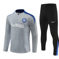 Inter Milan Børn Træningssæt 2024-25 - 1-4 Zip Grå