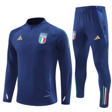 Italien Børn Træningssæt 2024-25 - 1-4 Zip Blå