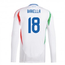 Italien EM 2024 Barella 18 Udebanetrøje Langærmet Fodboldsæt