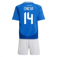 Italien EM 2024 Børn Chiesa 14 Hjemmebanetrøje Fodboldsæt