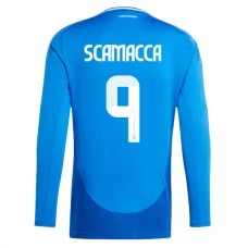 Italien EM 2024 Scamacca 9 Hjemmebanetrøje Langærmet Fodboldsæt