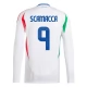 Italien EM 2024 Scamacca 9 Udebanetrøje Langærmet Fodboldsæt