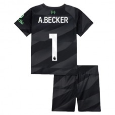 Liverpool Børn A.Becker 1 Målmand Hjemmebanetrøje 2023-24 Fodboldsæt