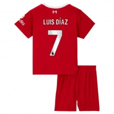 Liverpool Børn Luis Díaz 7 Hjemmebanetrøje 2023-24 Fodboldsæt