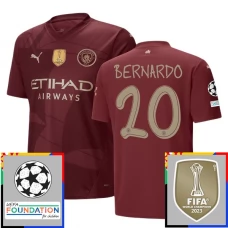 Manchester City Bernardo 20 Tredjetrøje Champions League With Patch 2024-25 Fodboldsæt