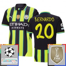 Manchester City Bernardo 20 Udebanetrøje Champions League With Patch 2024-25 Fodboldsæt
