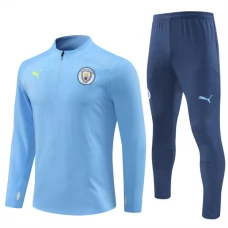Manchester City Børn Træningssæt 2024-25 - 1-4 Zip Blå