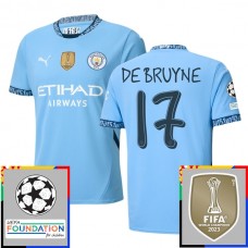 Manchester City De Bruyne 17 Hjemmebanetrøje Champions League With Patch 2024-25 Fodboldsæt