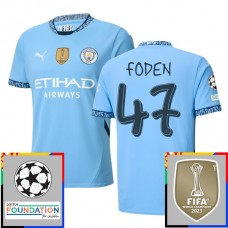 Manchester City Foden 47 Hjemmebanetrøje Champions League With Patch 2024-25 Fodboldsæt