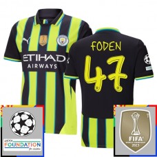Manchester City Foden 47 Udebanetrøje Champions League With Patch 2024-25 Fodboldsæt