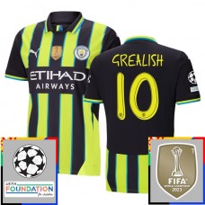 Manchester City Grealish 10 Udebanetrøje Champions League With Patch 2024-25 Fodboldsæt