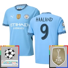 Manchester City Haaland 9 Hjemmebanetrøje Champions League With Patch 2024-25 Fodboldsæt