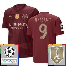 Manchester City Haaland 9 Tredjetrøje Champions League With Patch 2024-25 Fodboldsæt
