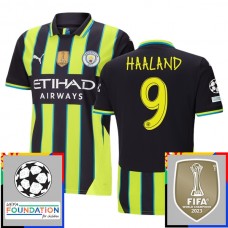 Manchester City Haaland 9 Udebanetrøje Champions League With Patch 2024-25 Fodboldsæt