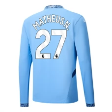 Manchester City Matheus N. 27 Hjemmebanetrøje 2024-25 Langærmet Fodboldsæt